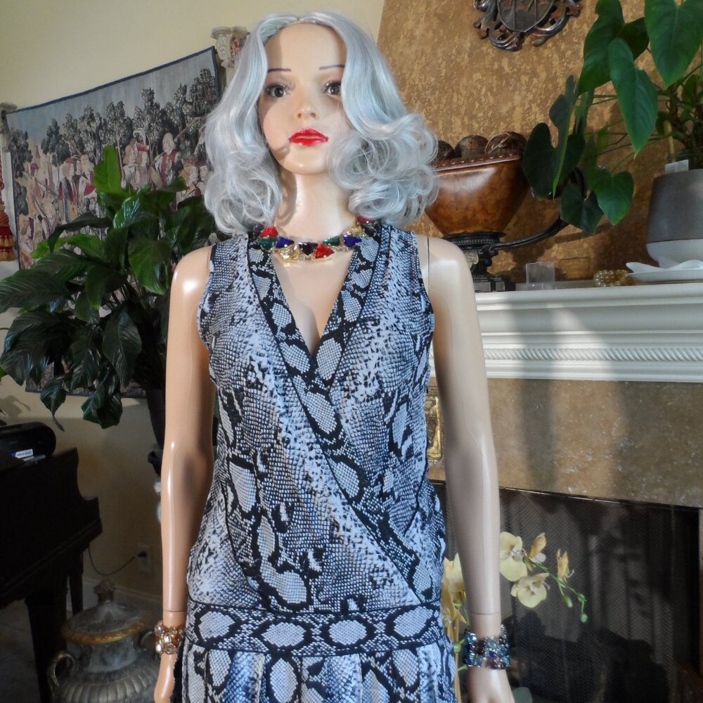 Proenza Schouler Black/Gray Python Print Faux Wra… - image 4